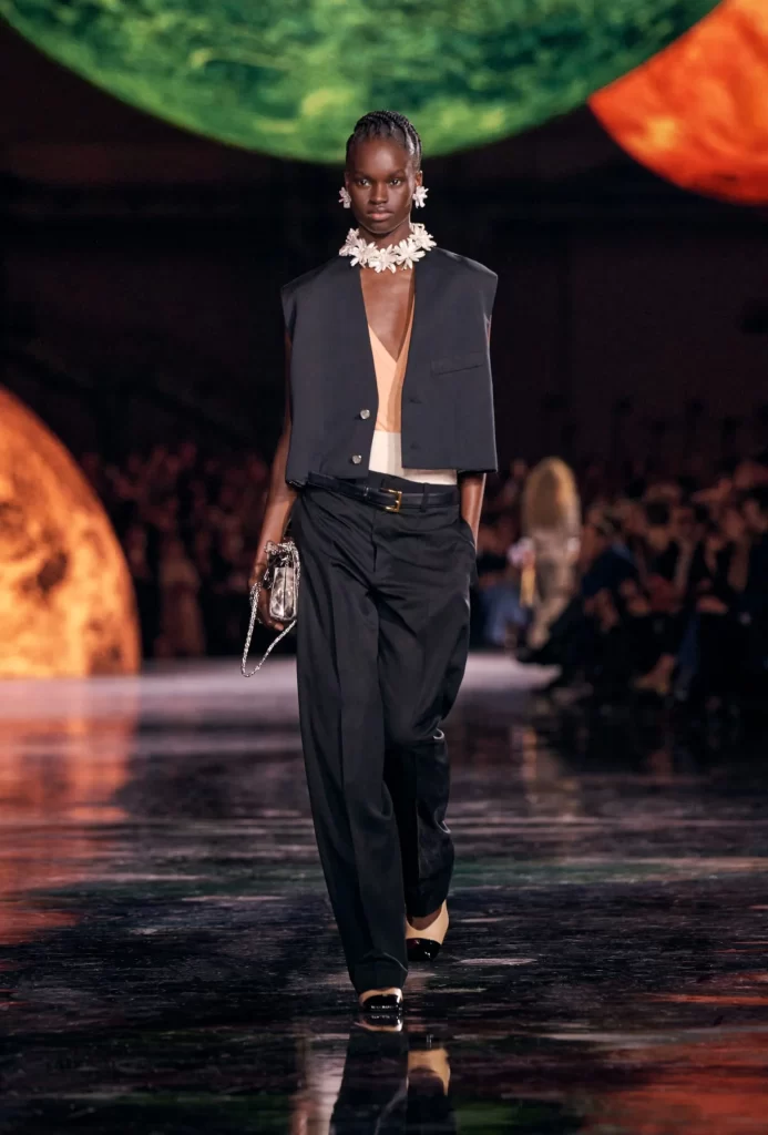 Chanel Spring Summer 2026 Look 8 Jacket and Trousers Black and Beige Runway Photography