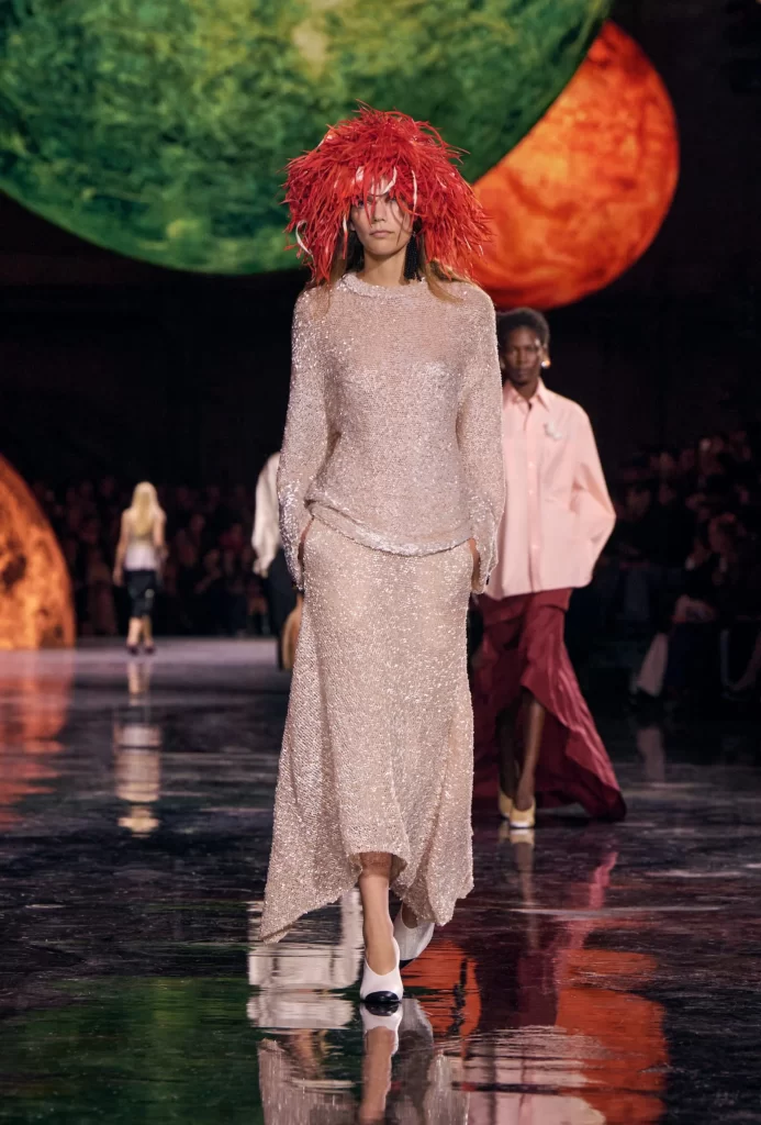 Chanel Spring Summer 2026 Look 16 Long Dress Silver and White Runway Photography