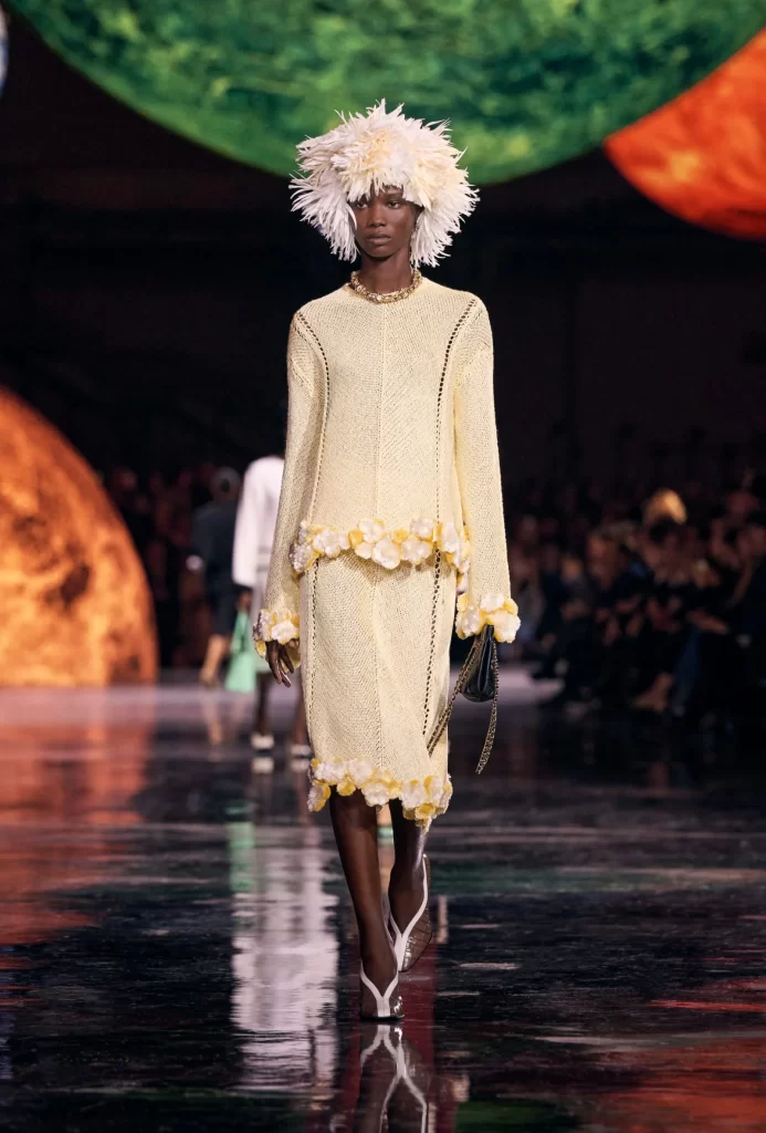 Chanel Spring Summer 2026 Look 23 Long Dress Yellow and White Runway Photography