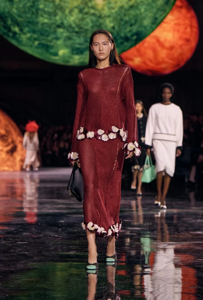 Chanel Spring Summer 2026 Look 24 Long Dress Red and White Runway Photography