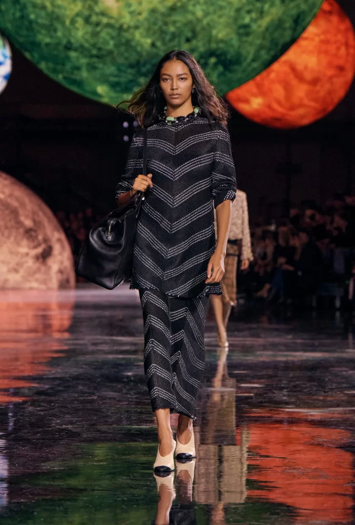 Chanel Spring Summer 2026 Look 59 Long Dress Black and White Runway Photography