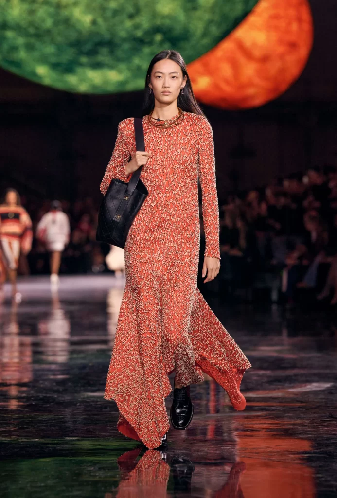 Chanel Spring Summer 2026 Look 63 Long Dress Red and White Runway Photography