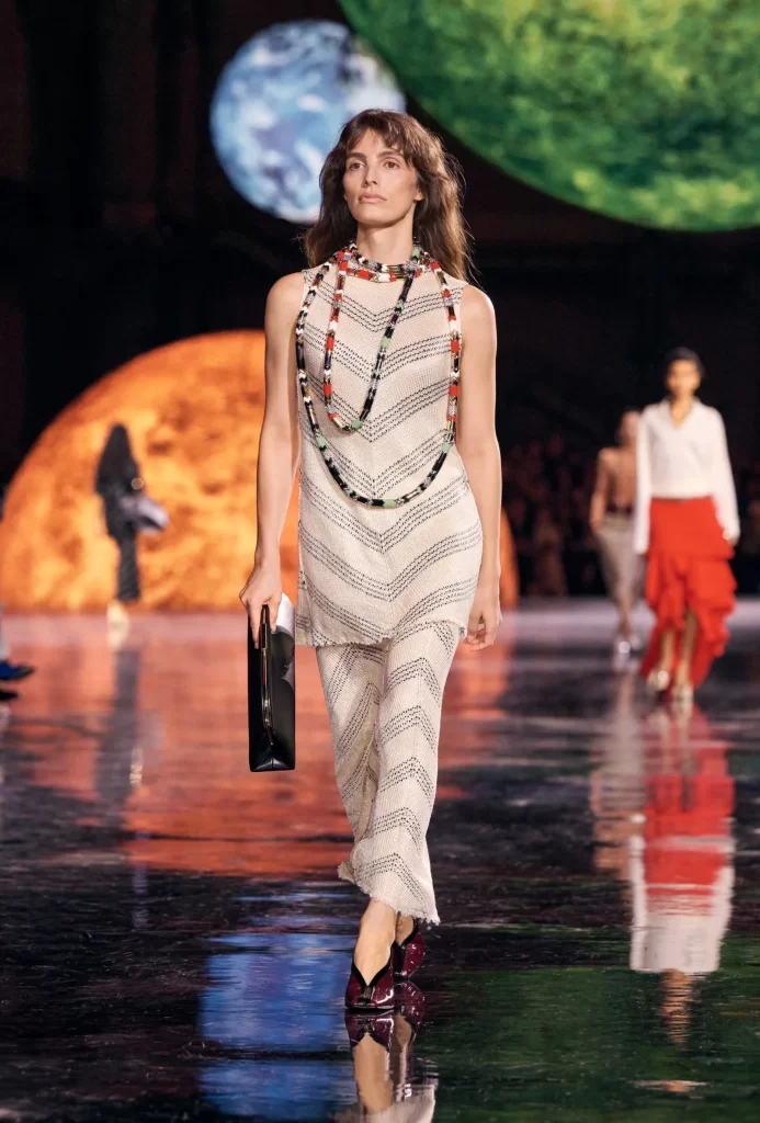 Chanel Spring Summer 2026 Look 66 Long Dress White and Black Runway Photography