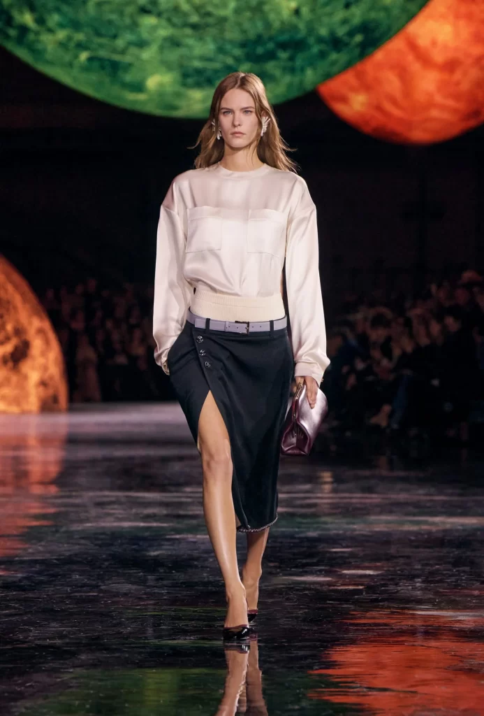 Chanel Spring Summer 2026 Look 18 Top and Skirt White and Black Runway Photography