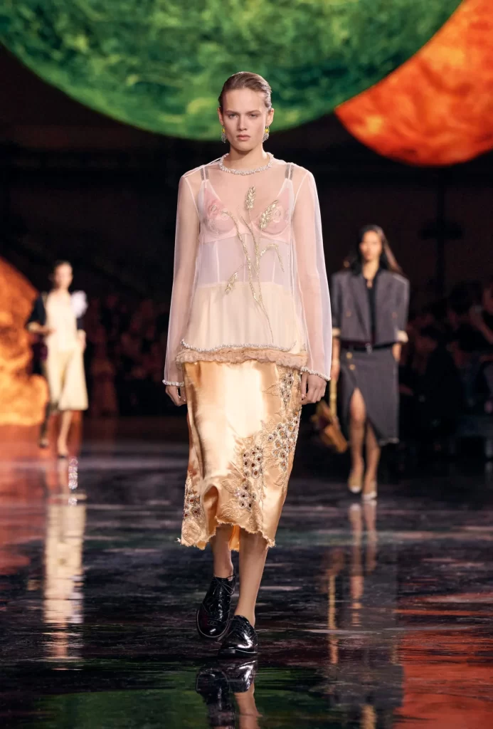 Chanel Spring Summer 2026 Look 4 Top and Skirt Beige and Gold Runway Photography