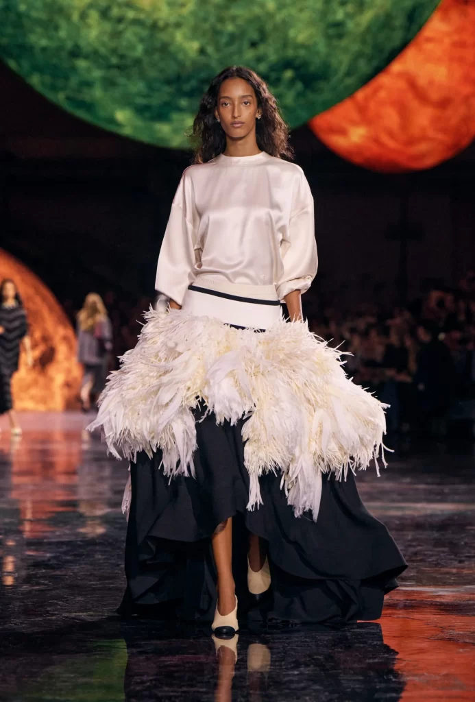 Chanel Spring Summer 2026 Look 56 Top and Skirt White and Black Runway Photography