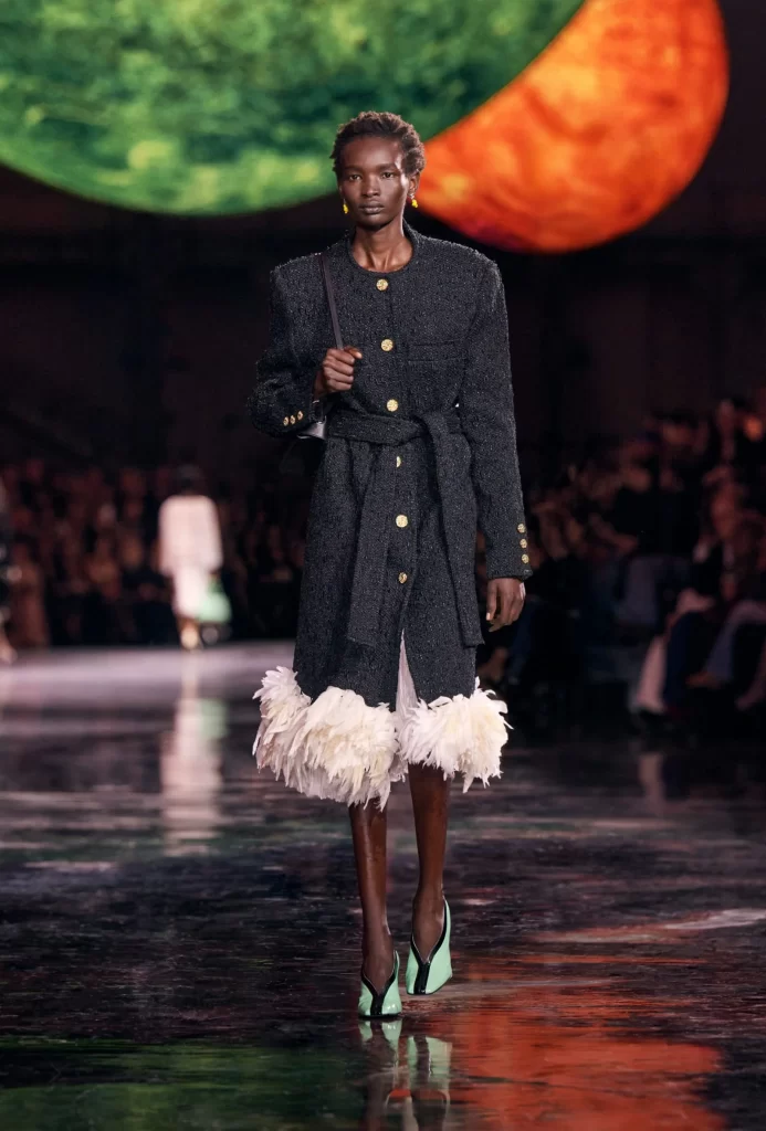 Chanel Spring Summer 2026 Look 33 Tweed Jacket and Skirt Black and White Runway Photography