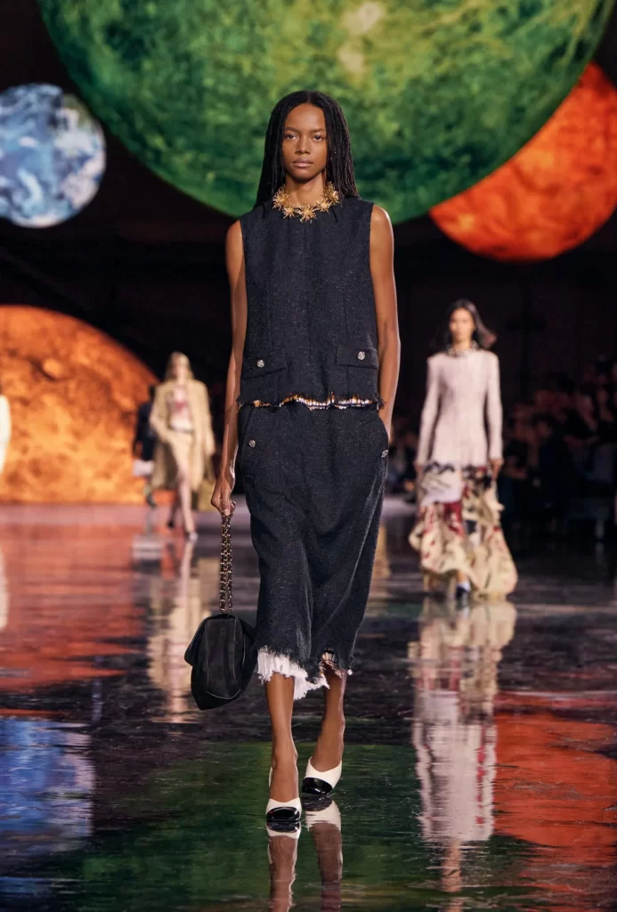 Chanel Spring Summer 2026 Look 40 Tweed Jacket and Skirt Black and White Runway Photography