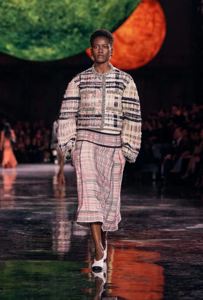 Chanel Spring Summer 2026 Look 70 Tweed Jacket and Skirt Black and White Runway Photography