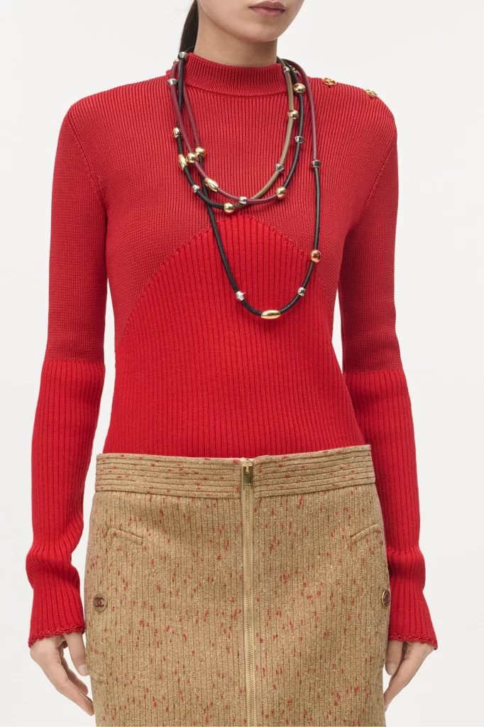 Chanel Wool Silk Pullover Red Alternate Lookbook Photography