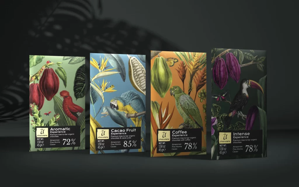 Chocolate Bars With Different Flavors And Cocoa Box