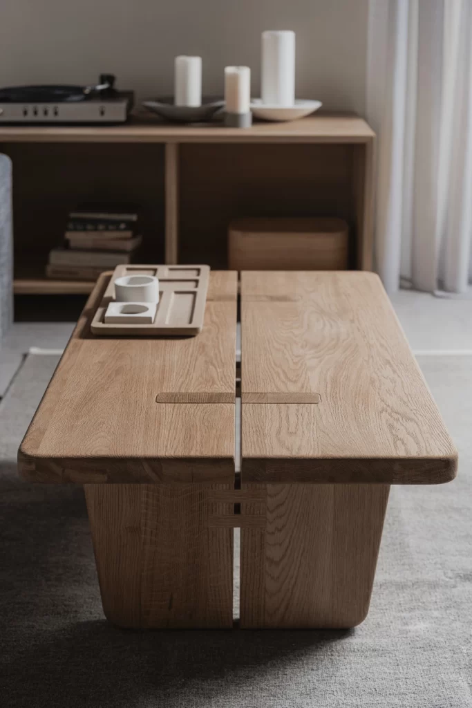 Coffee Table Brown White Living Room Interior