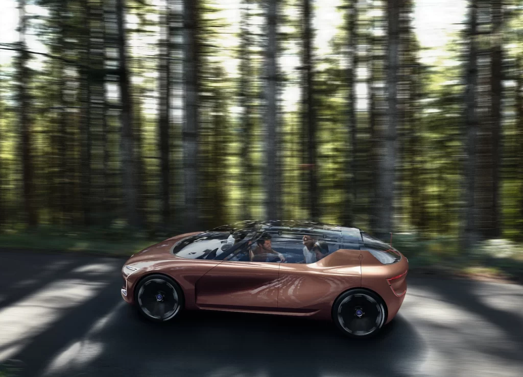 Copper Sports Car Forest Road Motion Shot