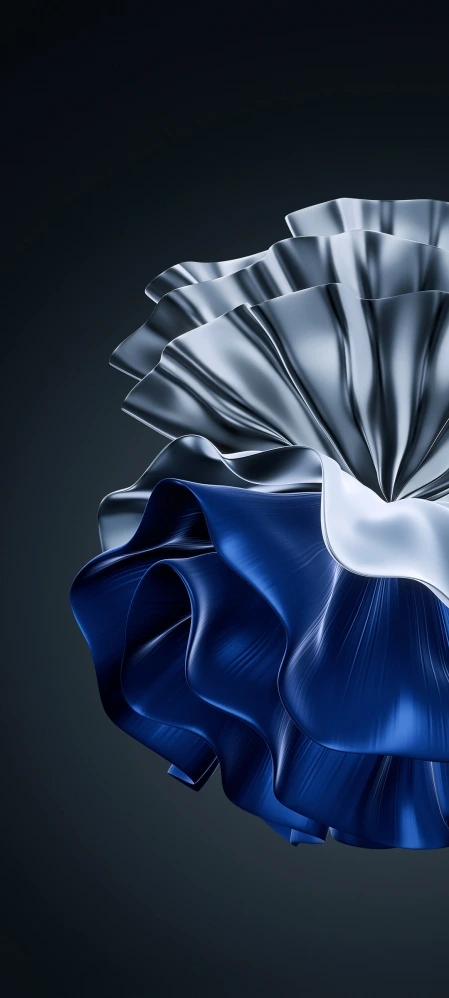Crumpled Fabric Blue Silver Abstract 3D Render