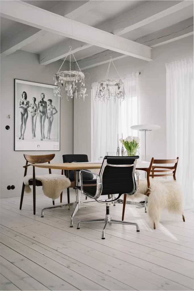 Dining Chair Black White Minimalist Furniture