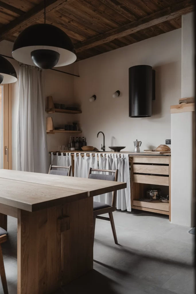 Dining Table and Chairs Brown Wood Interior