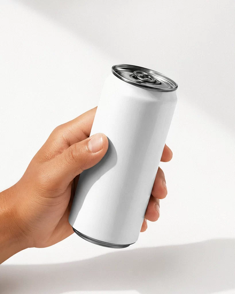 Drink Can Mockup Hand Holding Blank