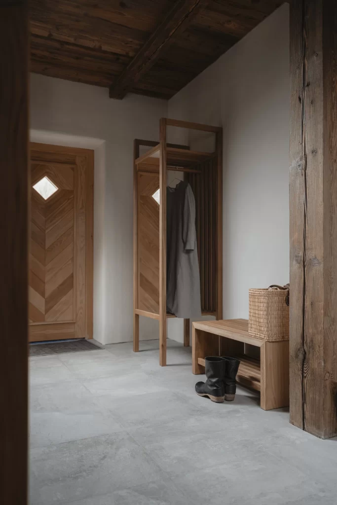 Entryway Coat Rack Brown Gray Interior