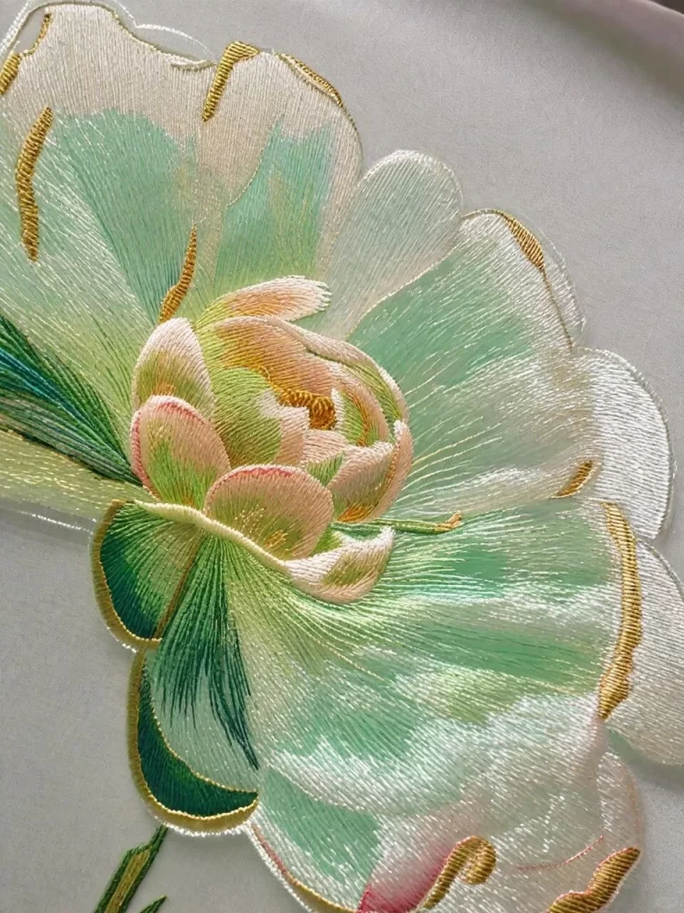 Embroidered Flower White Fabric