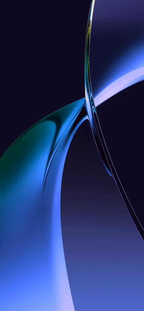Flowing Liquid Teal Blue Curves Abstract Render