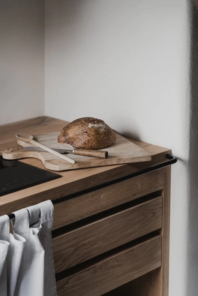 Fresh Bread Loaf on Wooden Cutting Board Food Photography