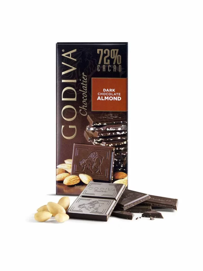 Godiva Large 72 Dark Chocolate with Almond Bar Set of 20 Packaging