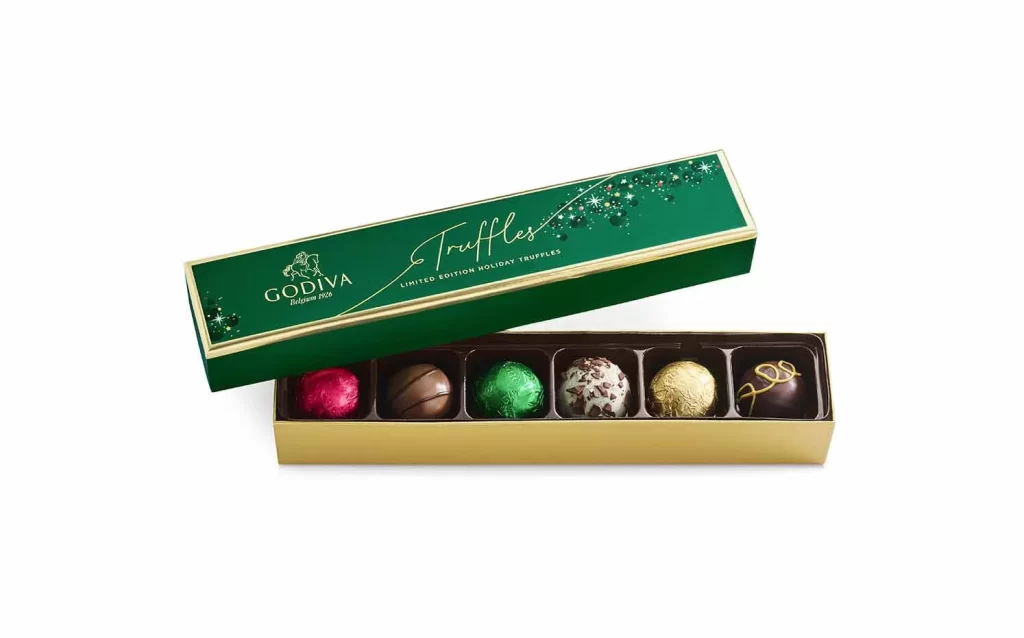 Godiva Limited Edition Holiday Truffle Flight 6 pc. Packaging