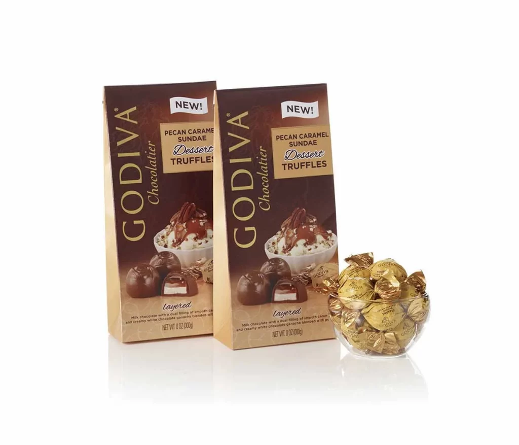 Godiva Milk Caramel Sundae Truffles Large Bags Set of 2 19 pc. each Packaging