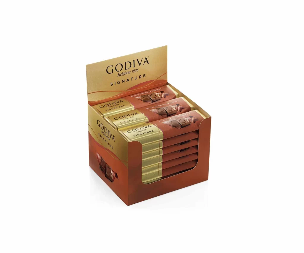 Godiva Milk Chocolate Almond Bar Pack of 24 Packaging