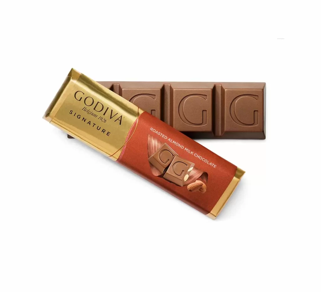 Godiva Milk Chocolate Almond Bar Pack of 24 Packaging