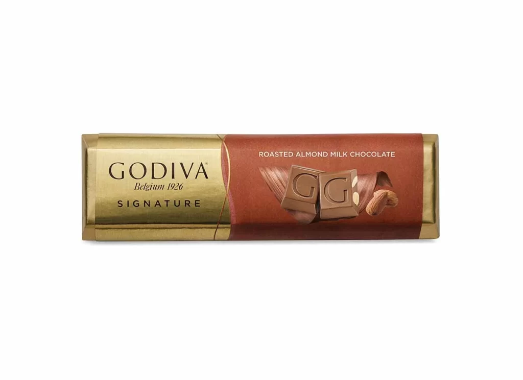 Godiva Milk Chocolate Almond Bar Pack of 24 Packaging
