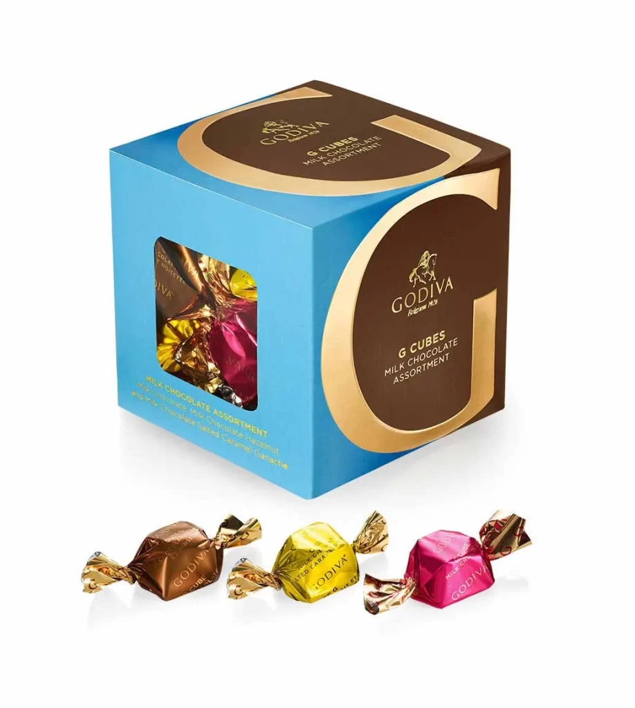 Godiva Milk Chocolate Assortment G Cube Box Set of 2 22 pcs. each Packaging
