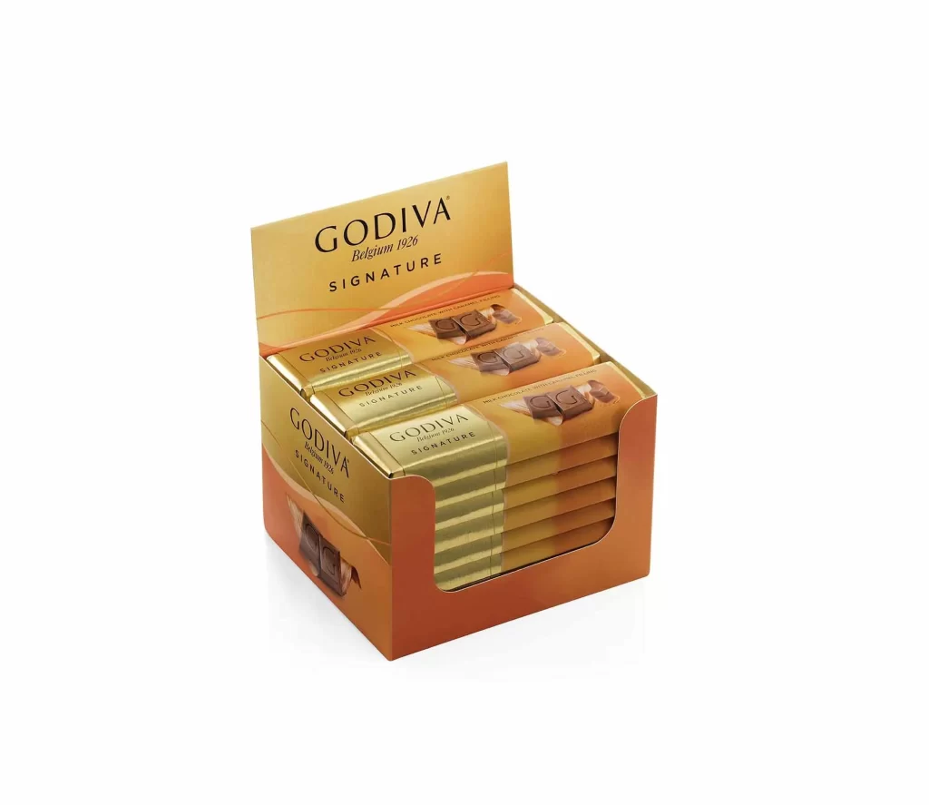 Godiva Milk Chocolate Caramel Bar Pack of 24 Packaging