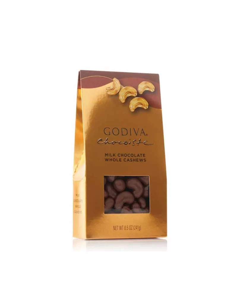 Godiva Milk Chocolate Covered Whole Cashews Set Of 2 8.5 oz. each Packaging