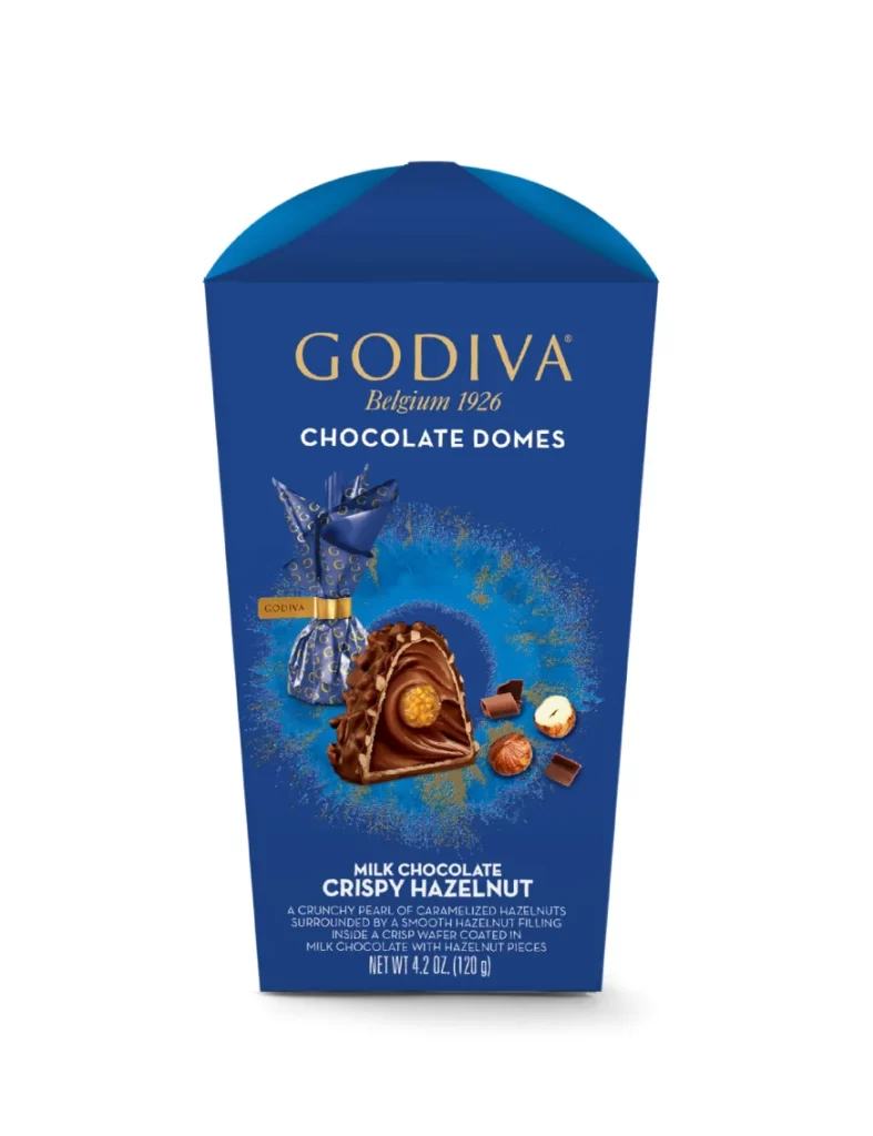 Godiva Milk Chocolate Crispy Hazelnut Domes Set of 6 4.2 oz each Packaging