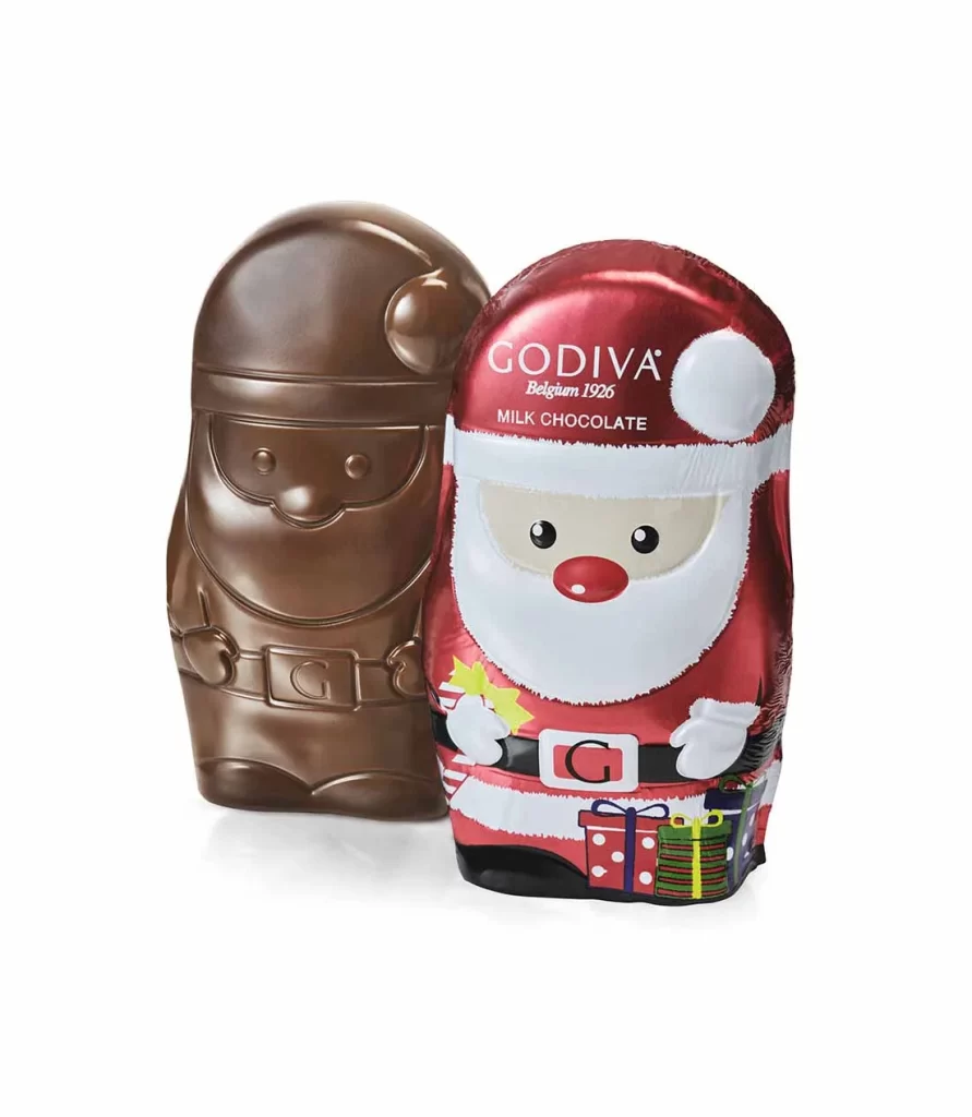 Godiva Milk Chocolate Foil Wrapped Santas Set of 6 Packaging