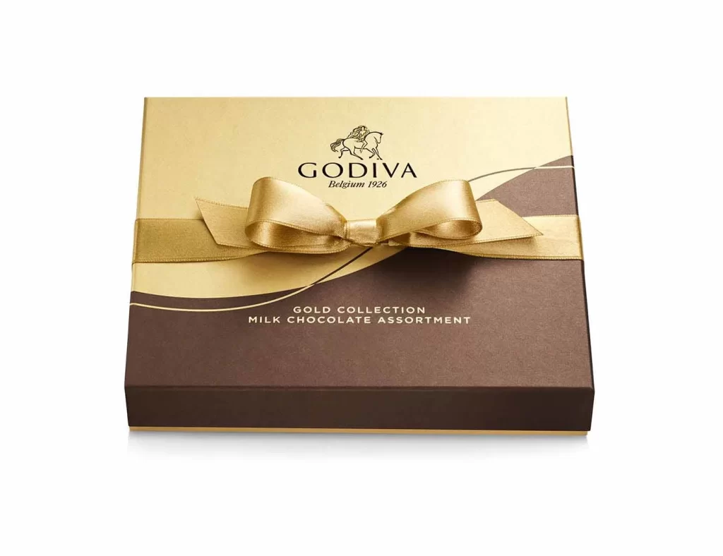 Godiva Milk Chocolate Gift Box Gold Ribbon 15 pc. Set of 2 Packaging