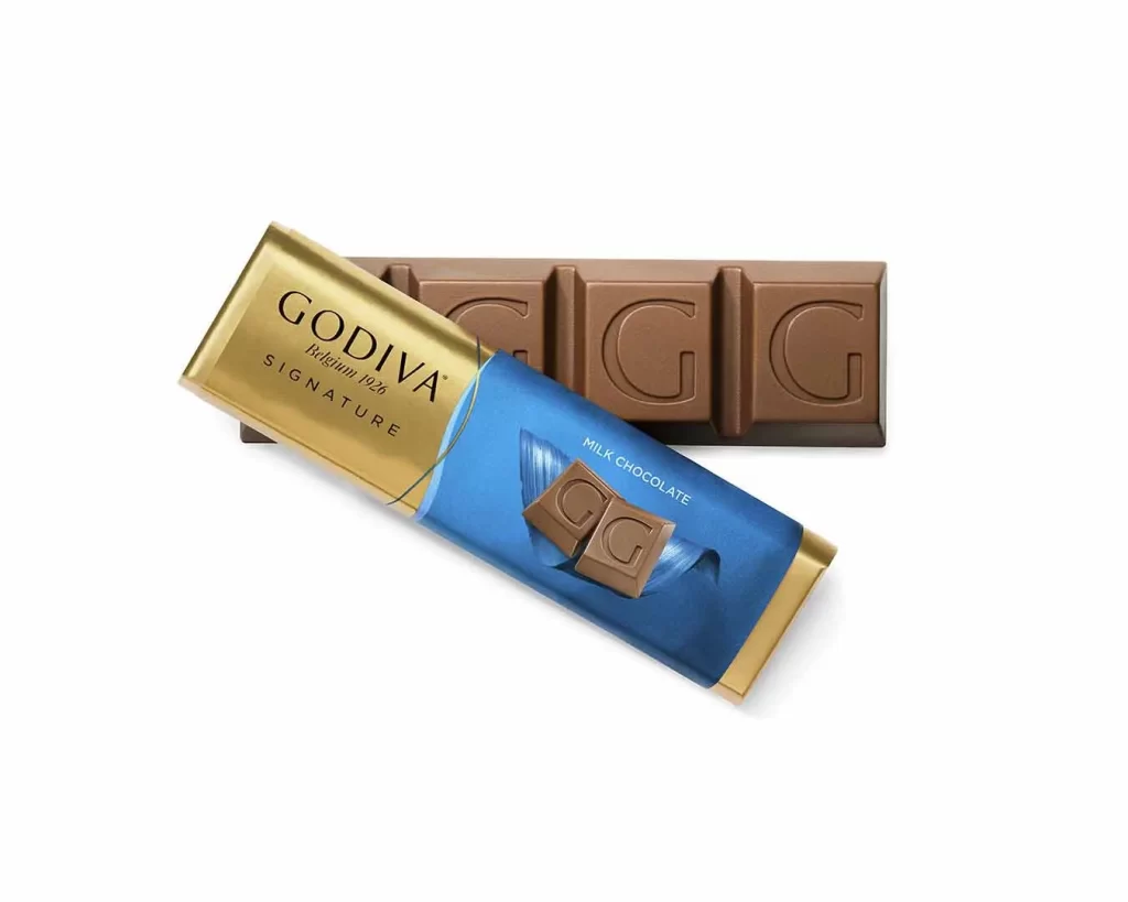 Godiva Milk Chocolate Small Bar Pack of 24 Packaging