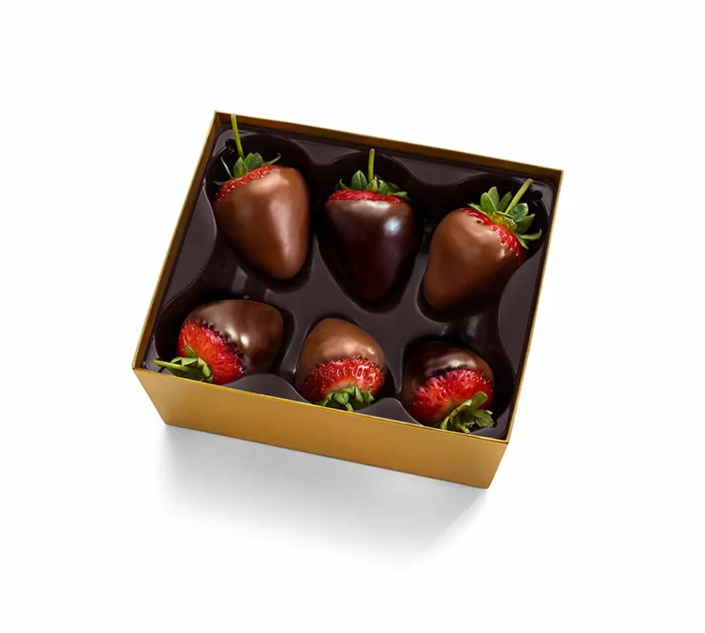 Godiva Milk Dark Chocolate Covered Strawberries Half Dozen Packaging