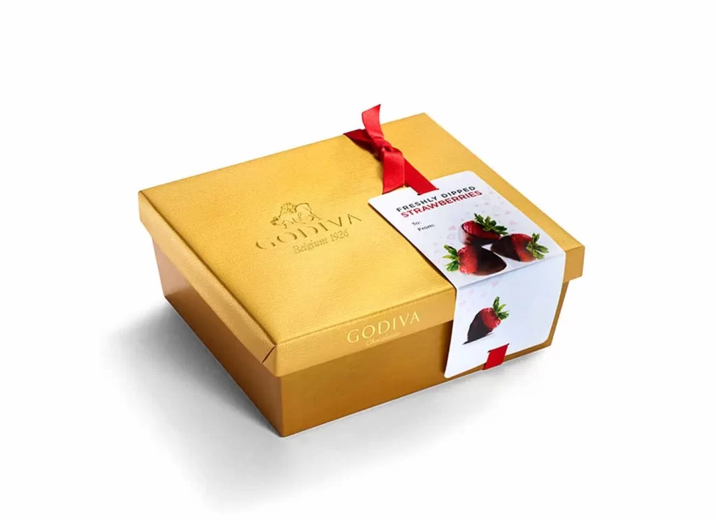 Godiva Milk Dark Chocolate Covered Strawberries Half Dozen Packaging