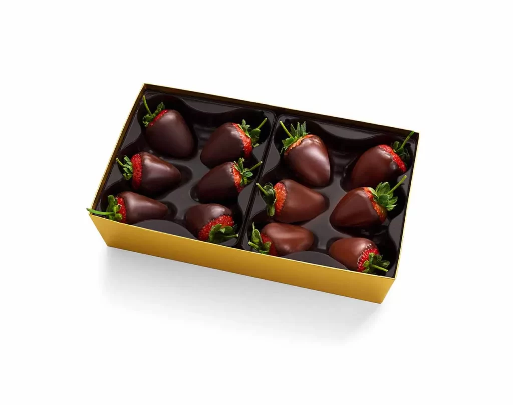 Godiva Milk and Dark Chocolate Dipped Strawberries Dozen Packaging