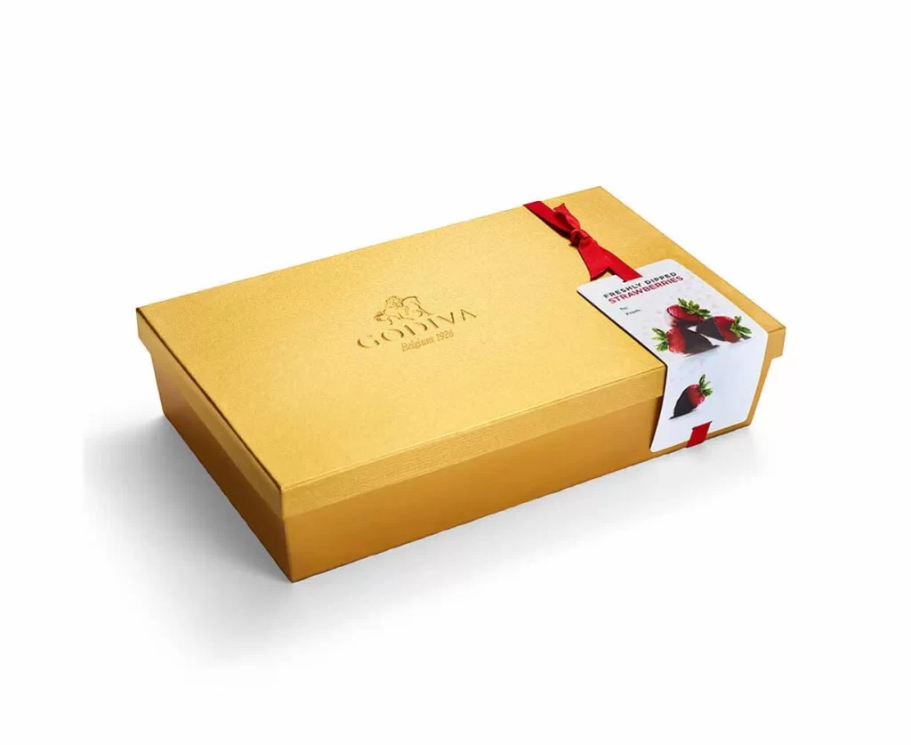 Godiva Milk and Dark Chocolate Dipped Strawberries Dozen Packaging