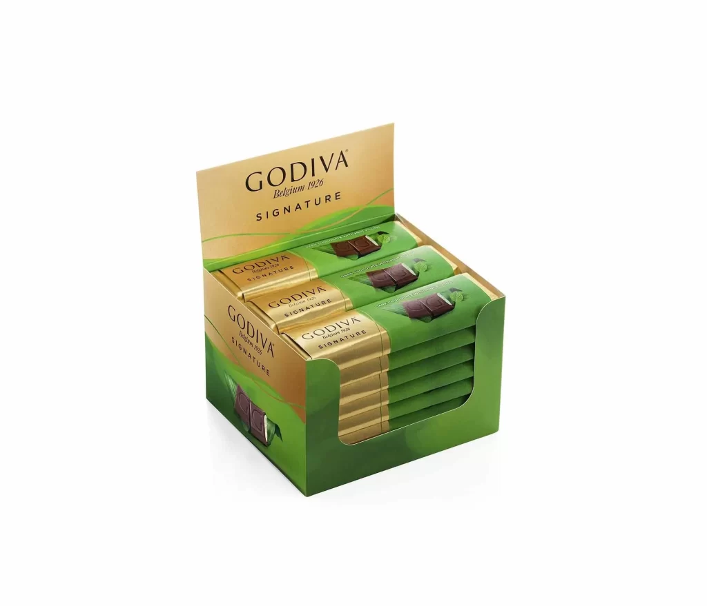 Godiva Mint Dark Chocolate Bar Pack of 24 Packaging