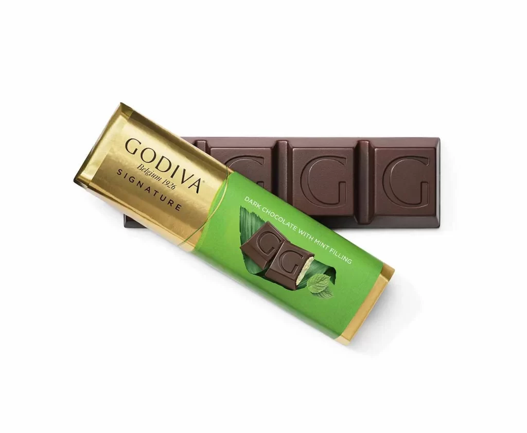 Godiva Mint Dark Chocolate Bar Pack of 24 Packaging