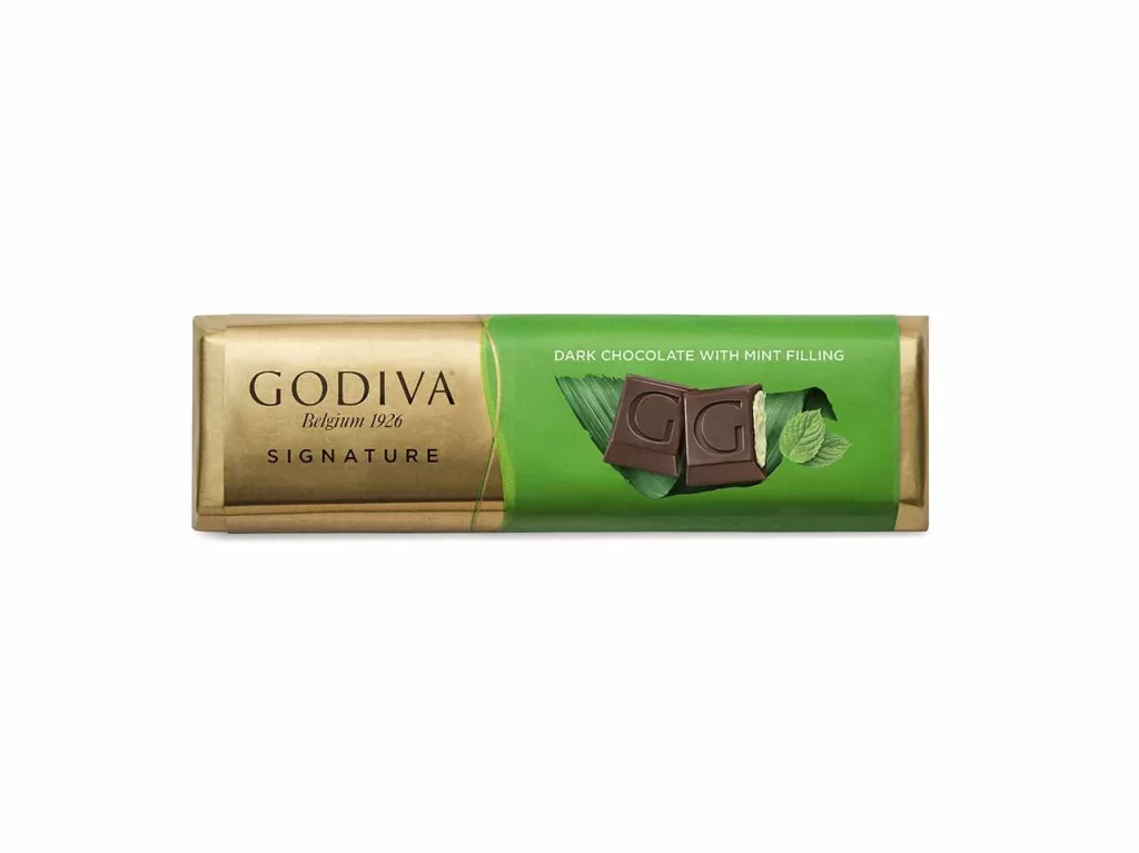 Godiva Mint Dark Chocolate Bar Pack of 24 Packaging