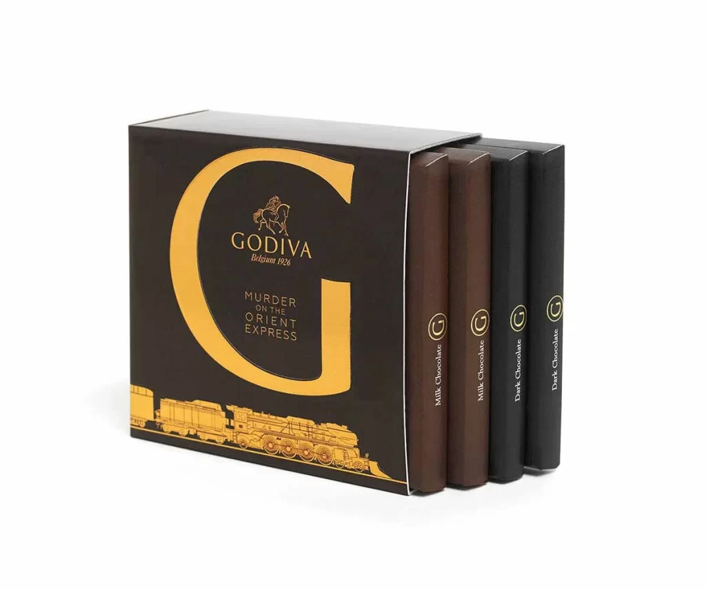 Godiva Murder on the Orient Express G by Godiva Chocolate Bar Classic Gift Set 4 pc. Packaging