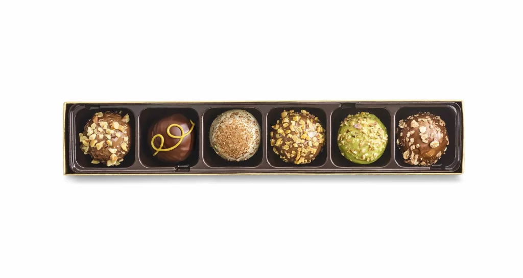 Godiva Nut Lovers Truffle Flight 6 pc. Packaging
