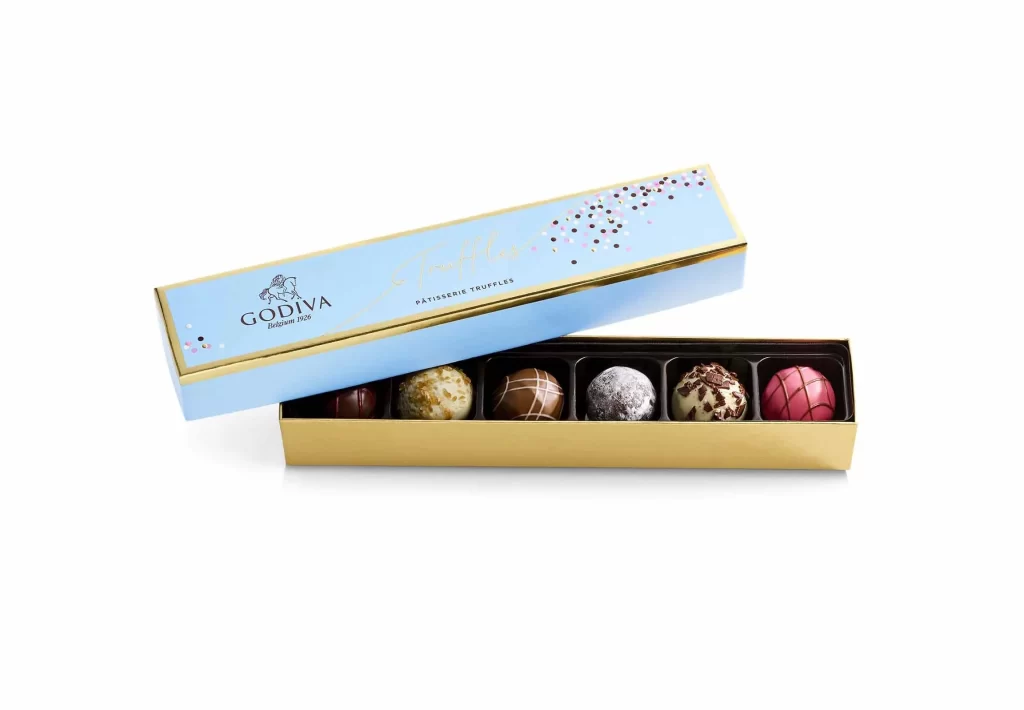 Godiva Patisserie Dessert Truffle Flight 6 pc. Packaging