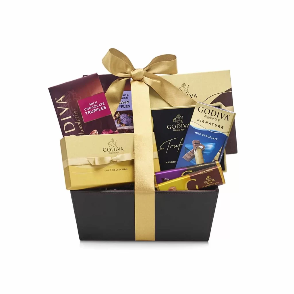 Godiva Pure Bliss Chocolate Gift Basket Classic Ribbon Packaging