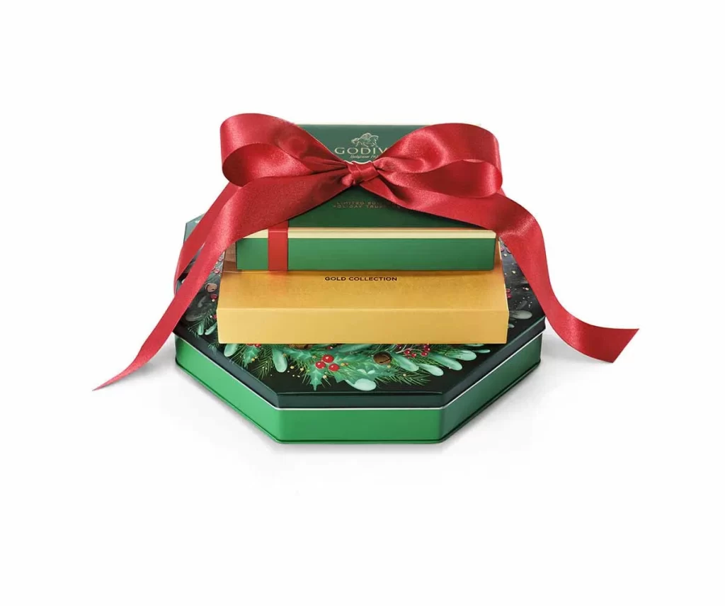 Godiva Seasons Greetings Chocolate Holiday Gift Tower Packaging
